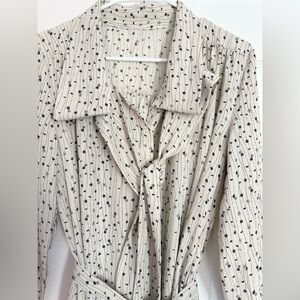 Vintage Style Cream Floral Long Sleeve Dress with Tie Belt